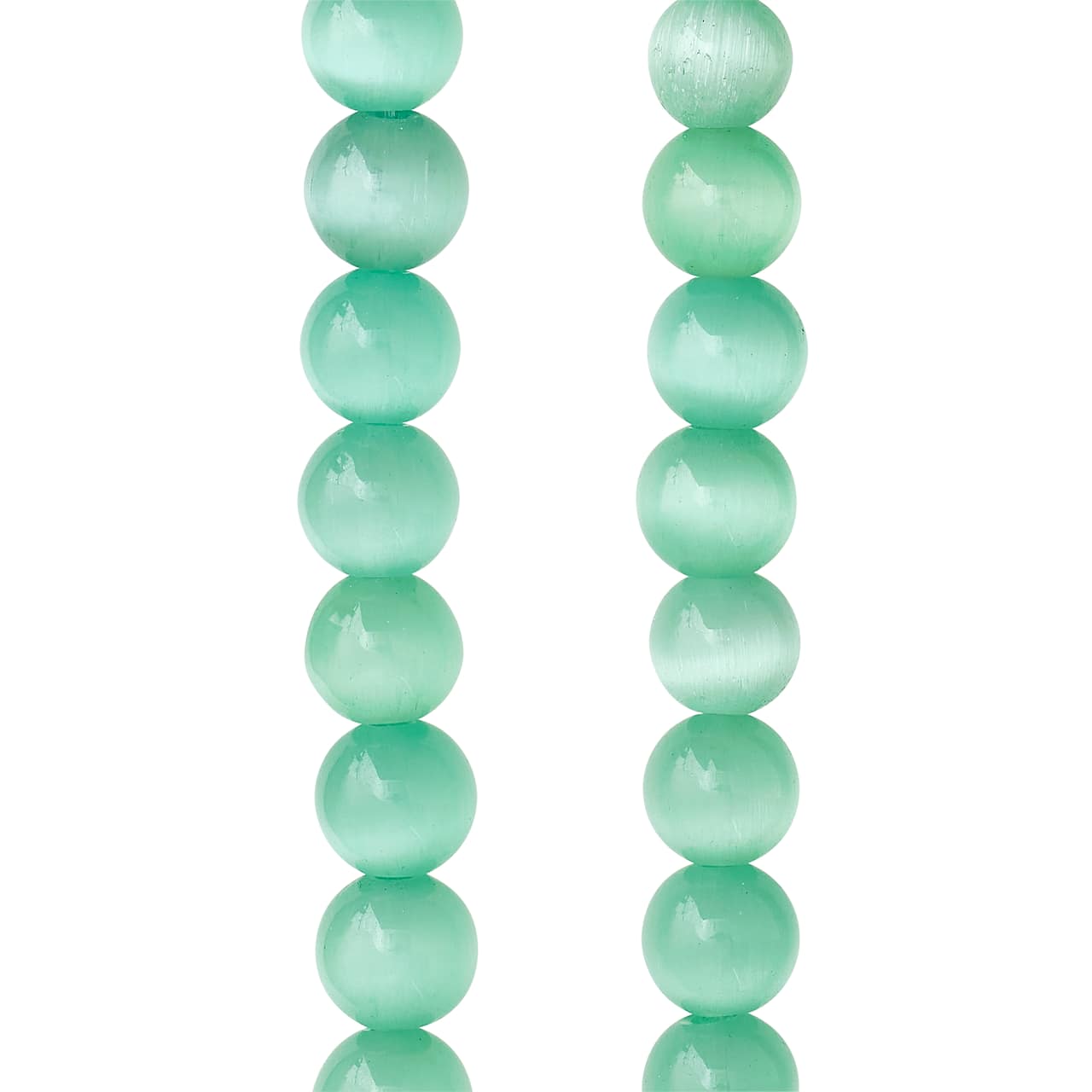 12 Pack: Aqua Cat Eye Glass Round Beads, 8mm by Bead Landing™